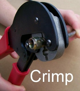 Coax cable fitting crimp tool