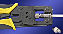 crimp tool compressing bnc connector