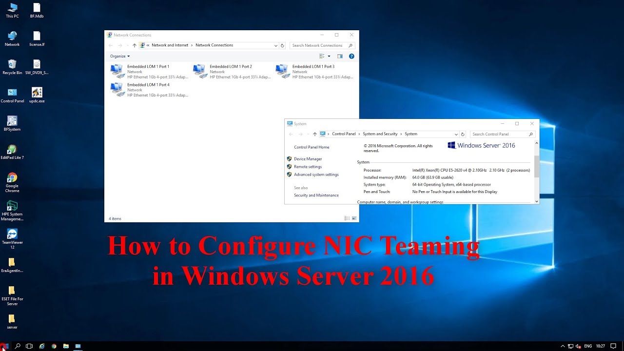 NIC teaming setup process in Windows